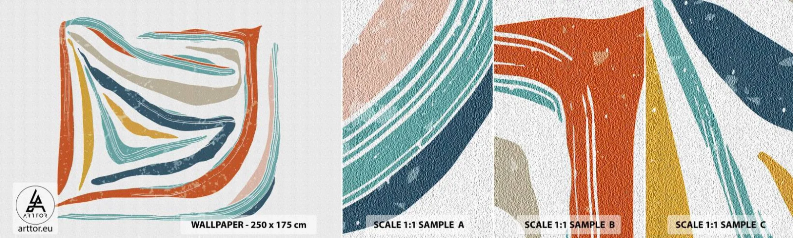 Échantillon de Papier Peint Autocollant Deluxe Sticker - Abstraction avec un sourire amical - Bohème, Morceau, Moderne - 100x30 cm