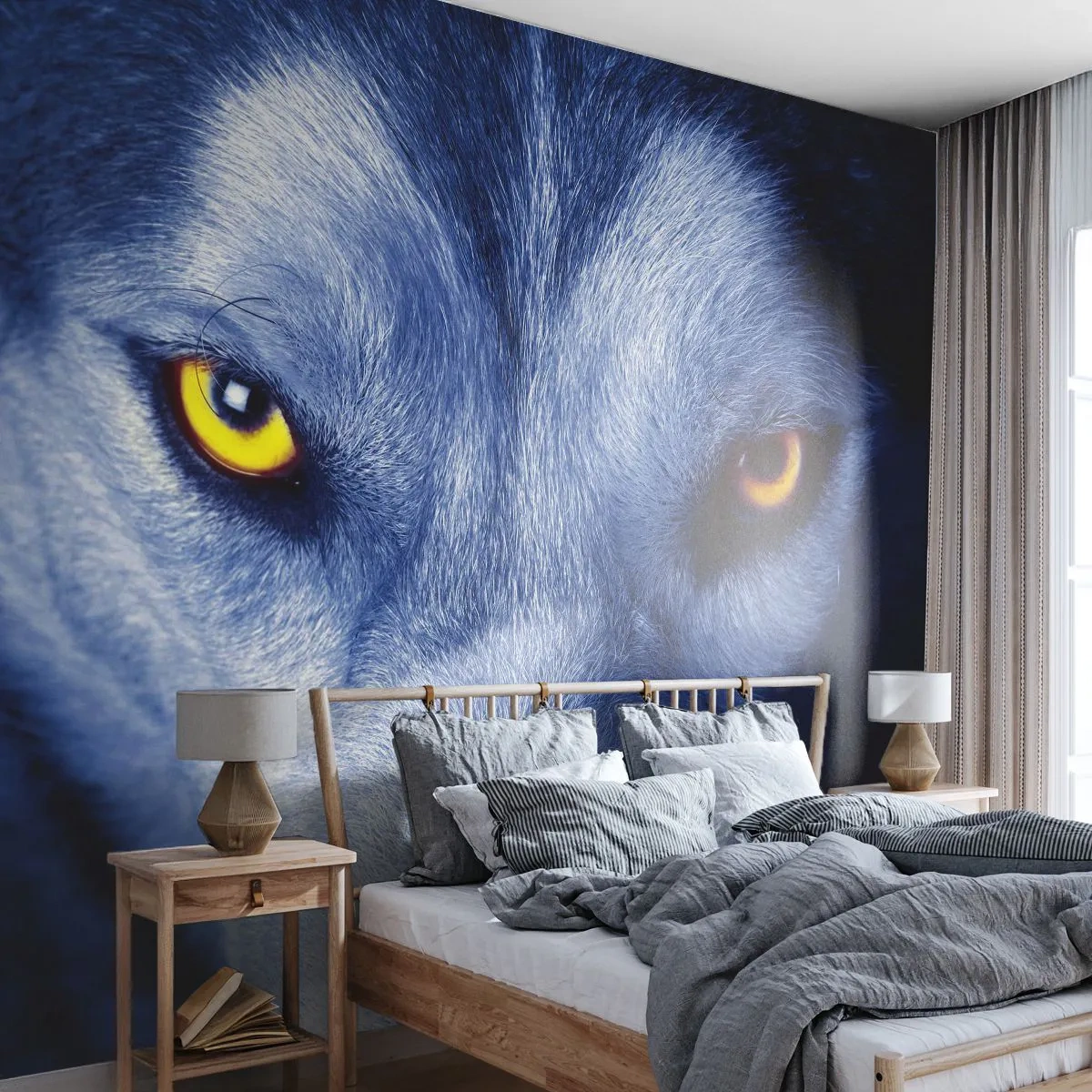Papier Peint Photo Premium Canvas - Regars hypnotique - Animaux, Loup, Yeux - 300x210 cm