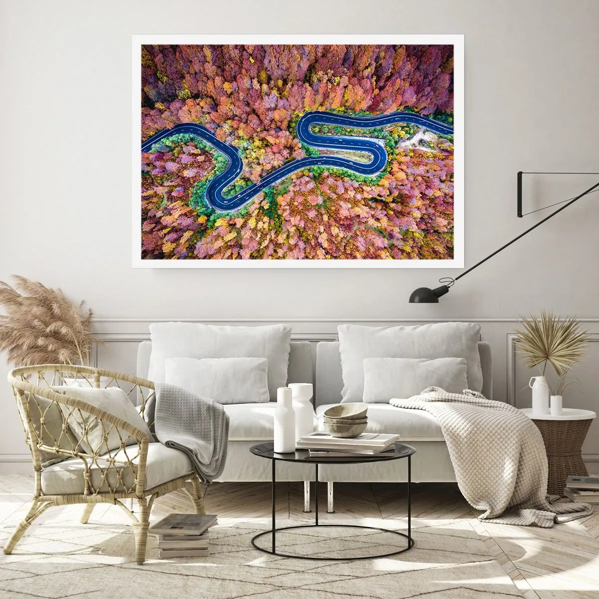 Affiche - Poster - Route sinueuse à travers la forêt - 70x50 cm