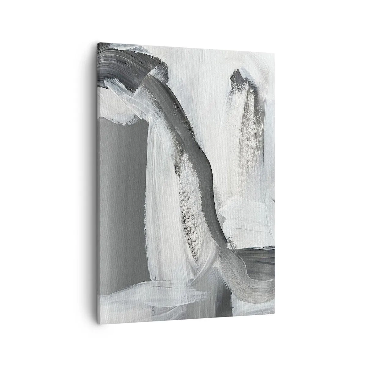 Impression sur toile - Image sur toile - Abstraction grise et blanche avec des lignes dynamiques - 50x70cm - Un geste décisif - Décoration murale moderne pour le salon et la chambre ARTTOR