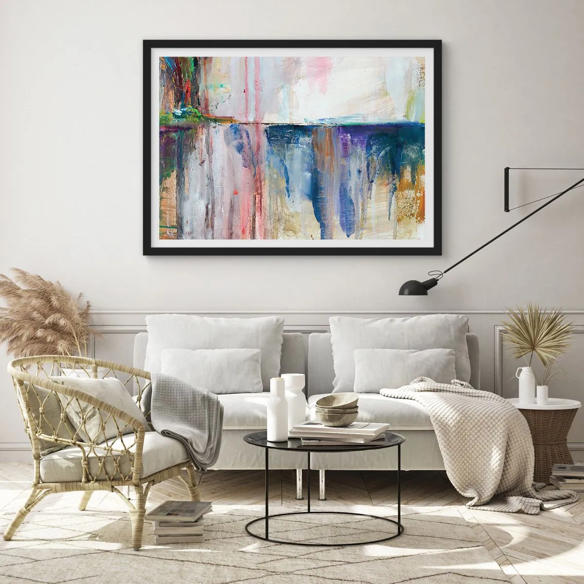 Affiche dans un cadre noir - Poster - Impressions et associations colorées - 91x61 cm