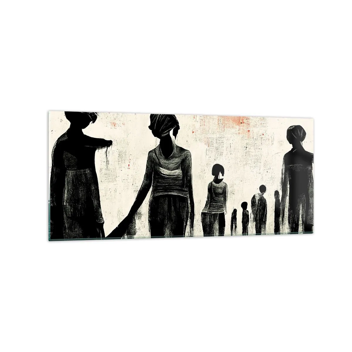 Impression sur verre - Image sur verre - Figures dans une composition monochrome sur fond clair - 120x50cm - Contre la solitude - Décoration murale moderne pour le salon et la chambre ARTTOR