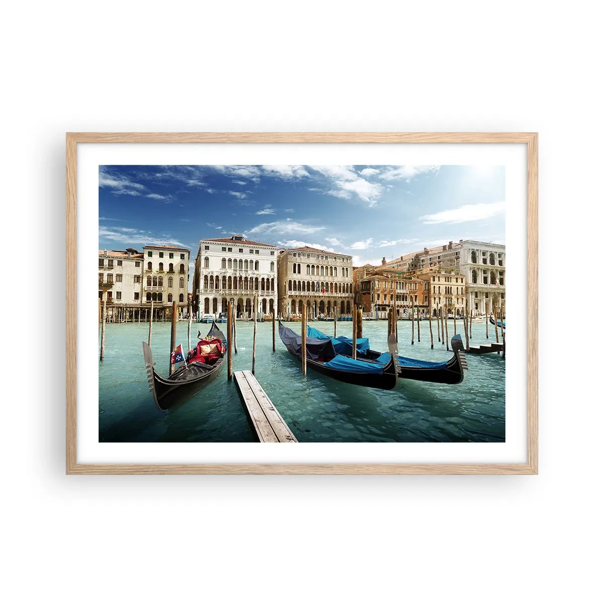 Affiche dans un chêne clair - Poster - Palace bleu ciel - 70x50 cm