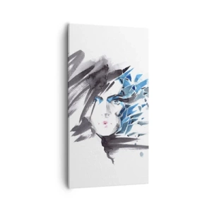 Impression sur toile - Image sur toile - Portrait sensuel en gris et bleu - 55x100 cm