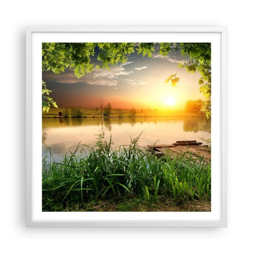 Affiche dans un cadre blanc - Poster - Paysage dans un cadre verdoyant - 60x60 cm