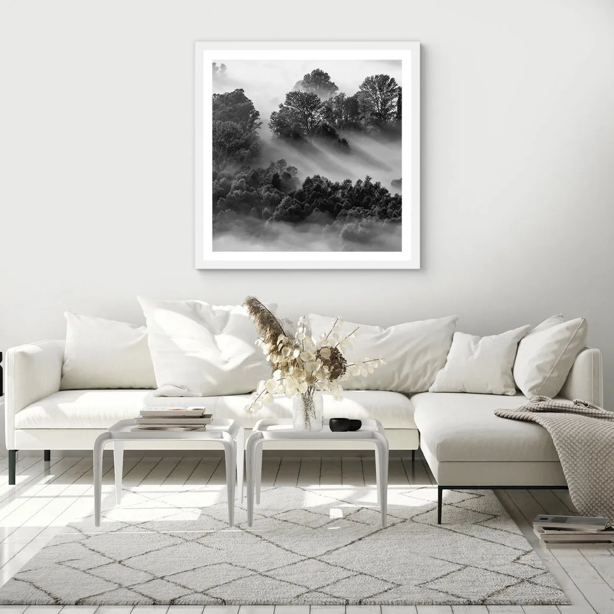 Affiche dans un cadre blanc - Poster - Sortir de son sommeil - 60x60 cm