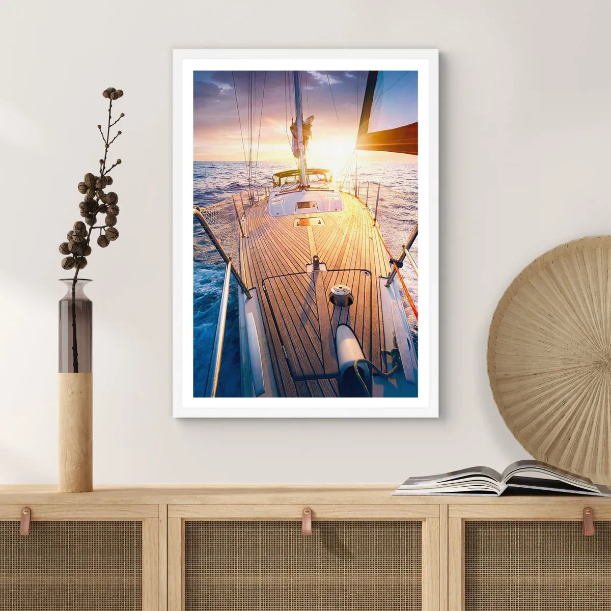 Affiche dans un cadre blanc - Poster - Courir sur les vagues - 40x50 cm