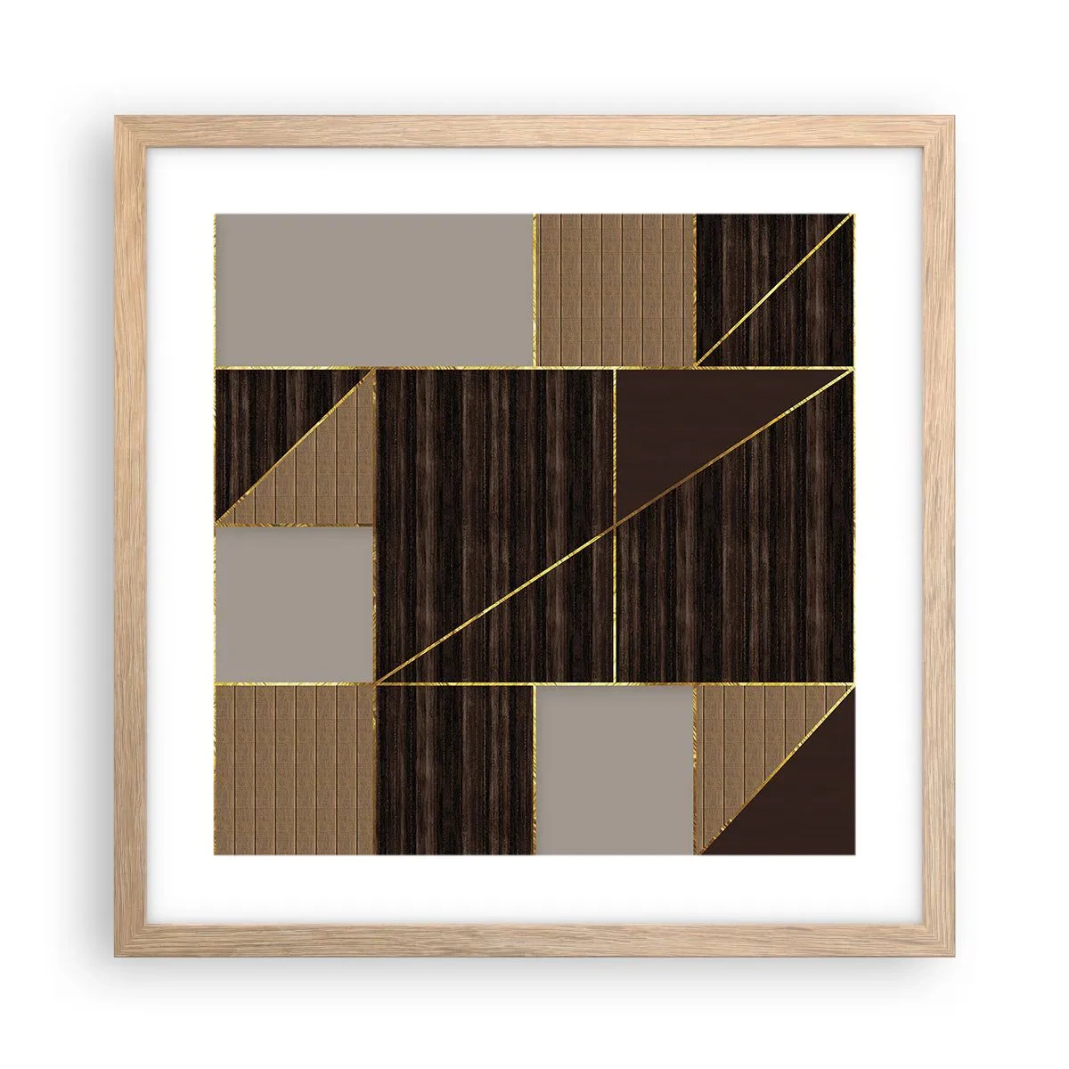 Affiche dans un chêne clair - Poster - Mozaique de bronze et d'or - 40x40 cm