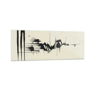 Impression sur verre - Image sur verre - Abstraction minimaliste avec des lignes noires sur un fond clair - 140x50cm - Abstraction hâtive - Décoration murale moderne pour le salon et la chambre ARTTOR