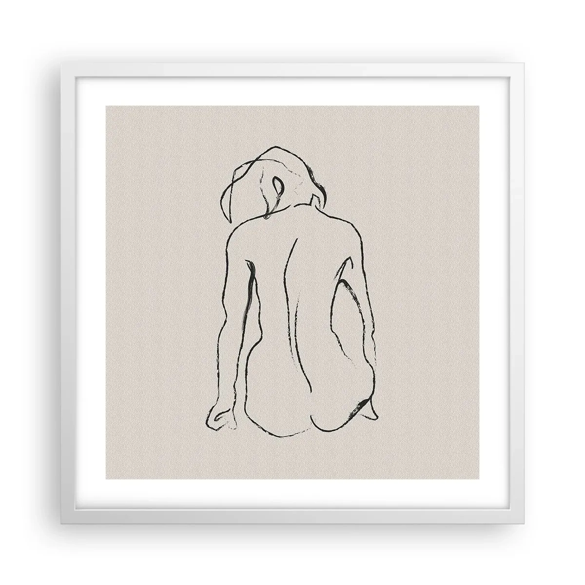 Affiche dans un cadre blanc - Poster - Femme nue - 50x50 cm
