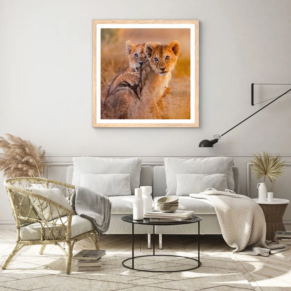 Affiche dans un chêne clair - Poster - Ne pas déranger! On s'amuse - 60x60 cm