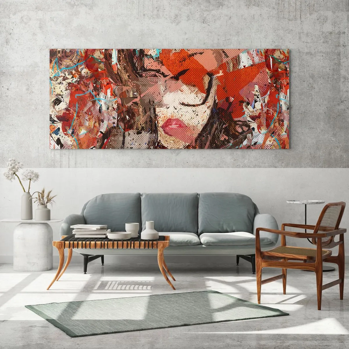 Impression sur verre - Image sur verre - Portrait abstrait d'une femme aux couleurs intenses - 120x50cm - Personne ne sait ce que tu es vraiment - Décoration murale moderne pour le salon et la chambre ARTTOR