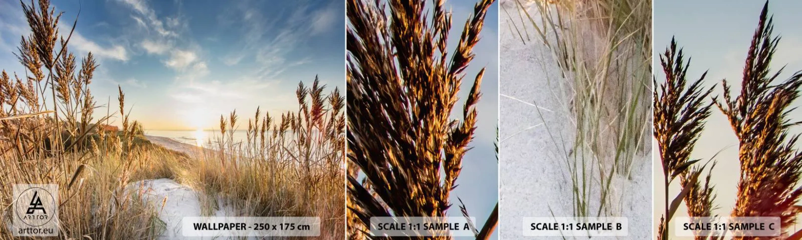 Échantillon de Papier Peint Autocollant Deluxe Sticker - Plage du nord - Paysage, Mer, Plage - 100x30 cm