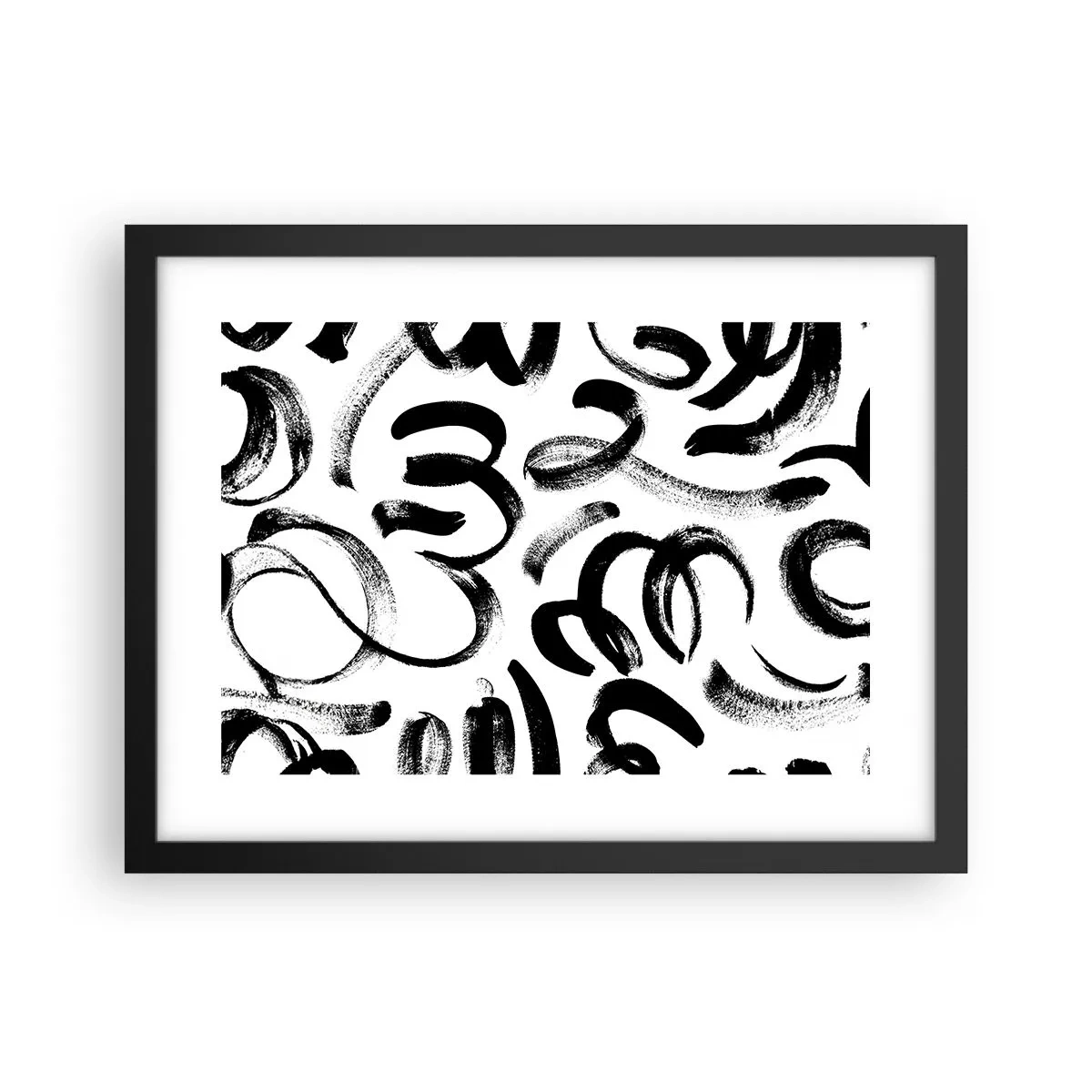 Affiche dans un cadre noir - Poster - Noir sur blanc - 40x30 cm