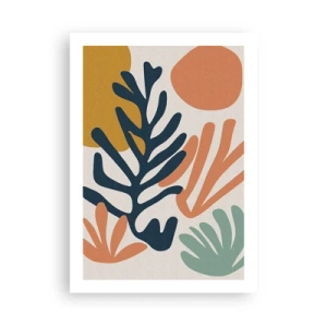 Affiche - Poster - Une composition colorée de formes végétales dans un style moderne - 50x70cm - Mers de corail - Décoration murale moderne pour le salon et la chambre ARTTOR
