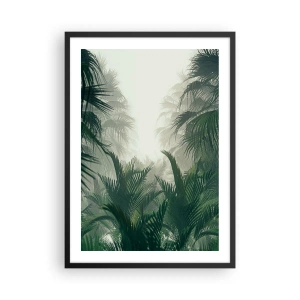 Affiche dans un cadre noir - Poster - Végétation tropicale dans un décor brumeux - 50x70cm - Secret tropical - Décoration murale moderne pour le salon et la chambre ARTTOR