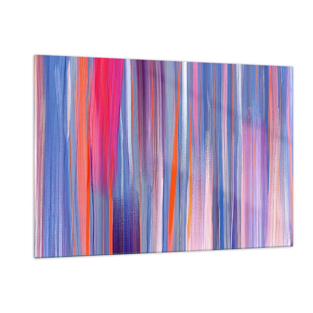 Impression sur verre - Image sur verre - Des stries verticales colorées dans des tons de rose, de violet et de bleu - 120x80cm - Ascension - Décoration murale moderne pour le salon et la chambre ARTTOR