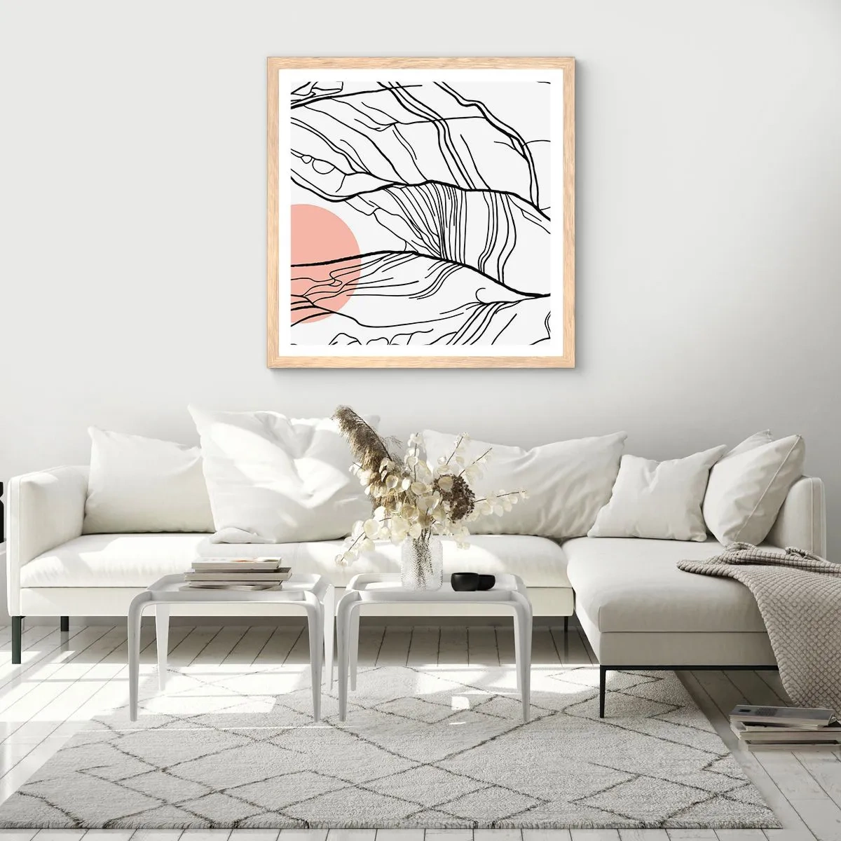 Affiche dans un chêne clair - Poster - Dans un réseau de brindilles - 40x40 cm