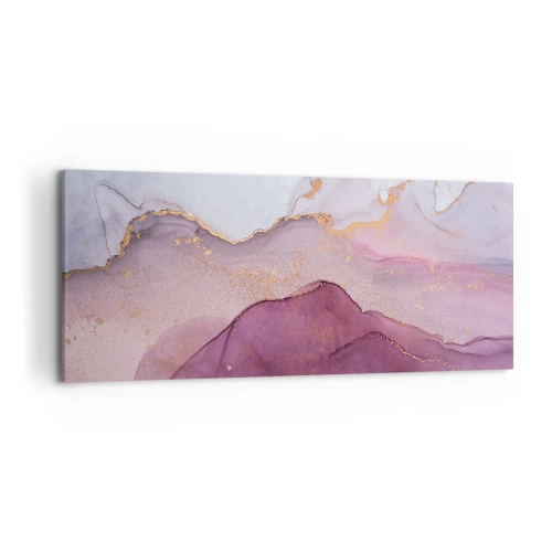 Impression sur toile - Image sur toile - Une composition abstraite dans des tons de violet et d'or. - 120x50cm - Vagues lilas et violettes - Décoration murale moderne pour le salon et la chambre ARTTOR
