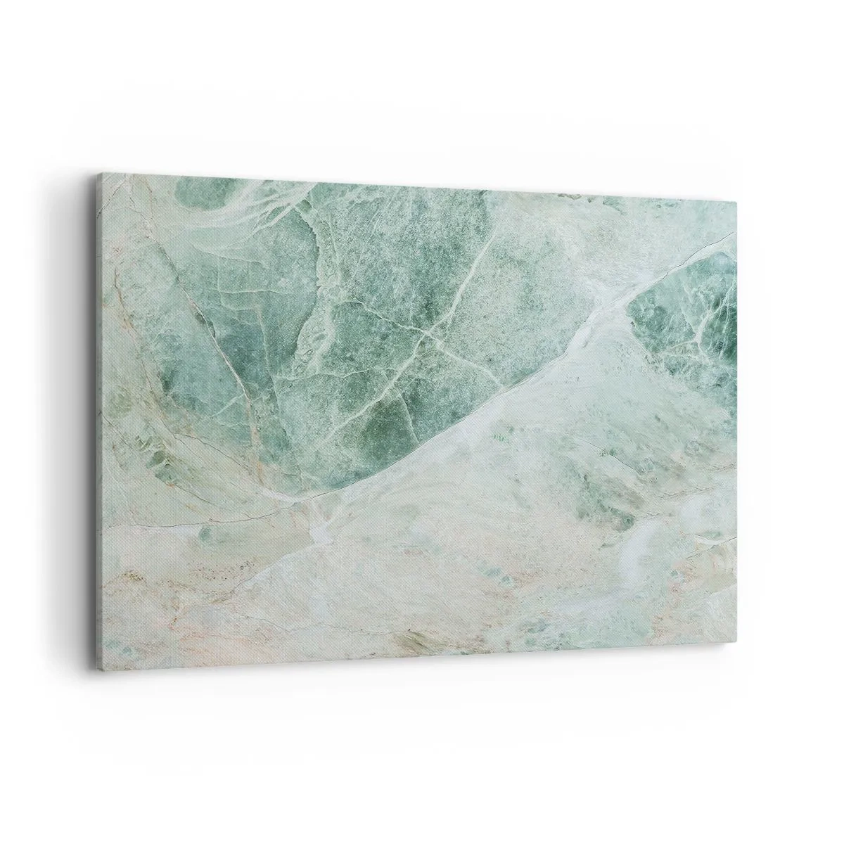 Impression sur toile - Image sur toile - Marbre vert aux délicates veines blanches - 100x70cm - La noble froideur de la pierre - Décoration murale moderne pour le salon et la chambre ARTTOR
