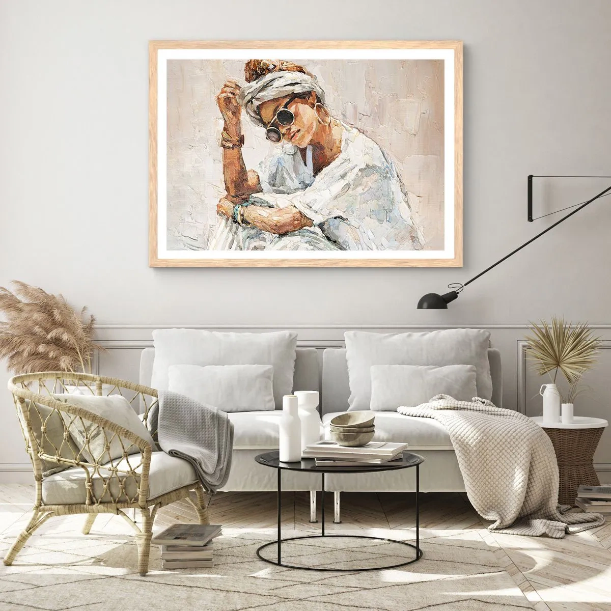 Affiche dans un chêne clair - Poster - Portrait en plein soleil - 100x70 cm