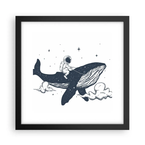 Affiche dans un cadre noir - Poster - Aventure spatiale - 30x30 cm