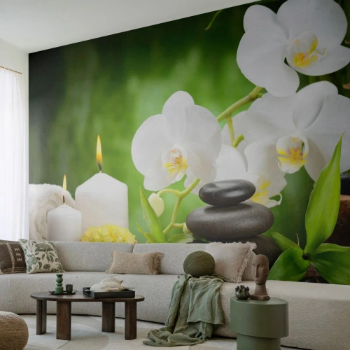 Papier Peint Photo Premium Canvas - Doux, floral, toucher délicat - Fleurs, Orchidée, Orchidée - 300x210 cm