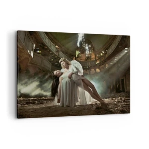 Impression sur toile - Image sur toile - Deux personnages en ruines avec un jeu de lumière - 120x80cm - L'esprit du théâtre ancien - Décoration murale moderne pour le salon et la chambre ARTTOR