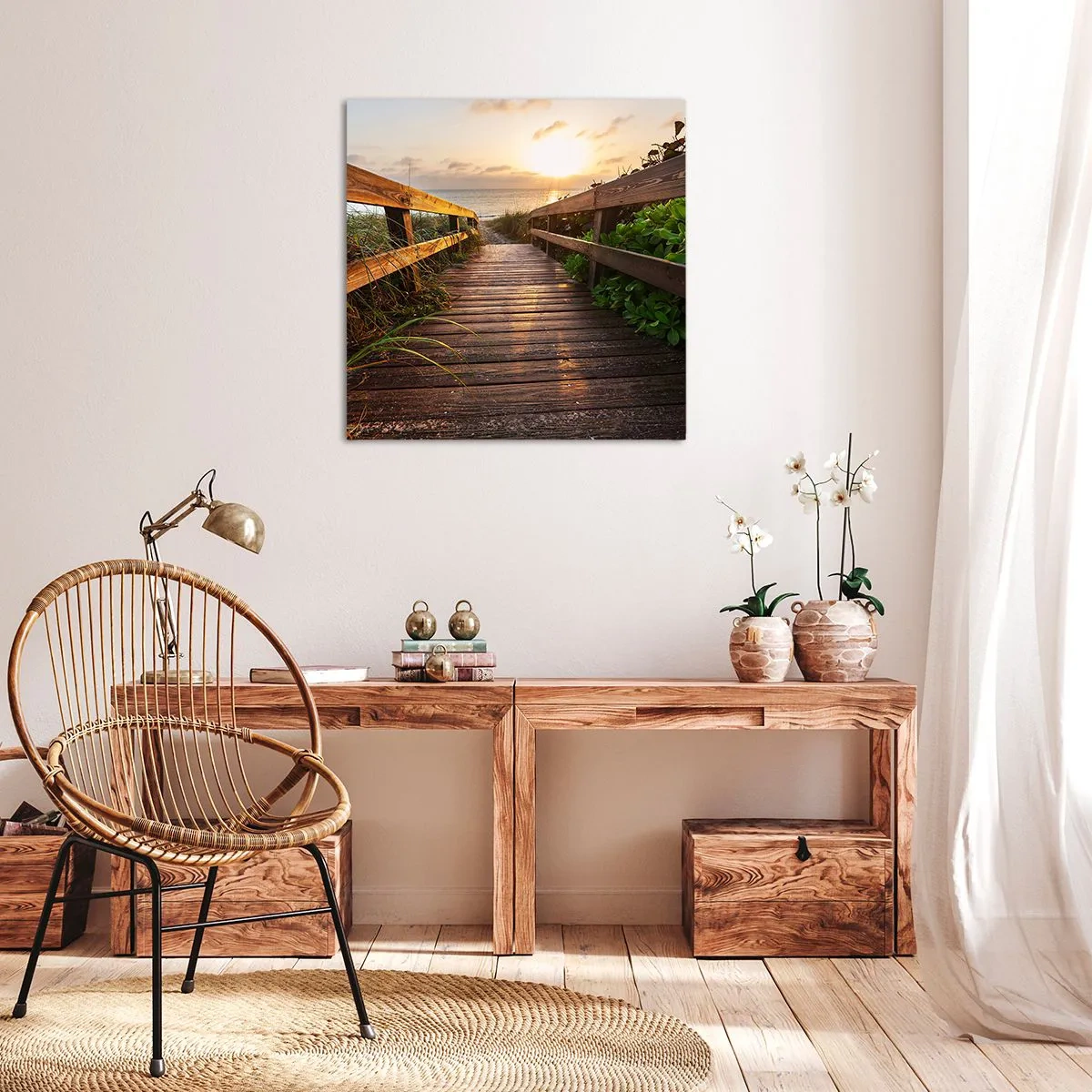 Impression sur toile - Image sur toile - Tout droit vers le rivage - 50x50 cm