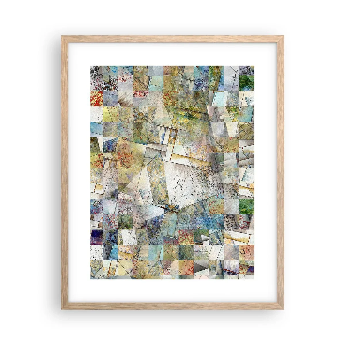 Affiche dans un chêne clair - Poster - Remaniement géométrique - 40x50 cm