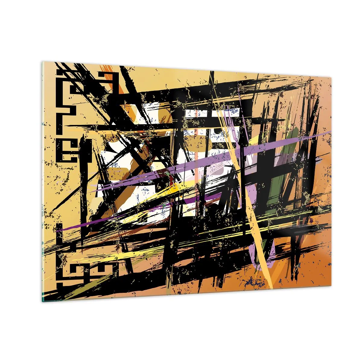 Impression sur verre - Image sur verre - Composition géométrique abstraite aux lignes nettes - 100x70cm - Une coupe nette - Décoration murale moderne pour le salon et la chambre ARTTOR