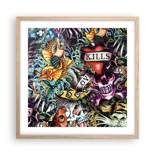 Affiche dans un chêne clair - Poster - Le rêve du tatoueur - 50x50 cm