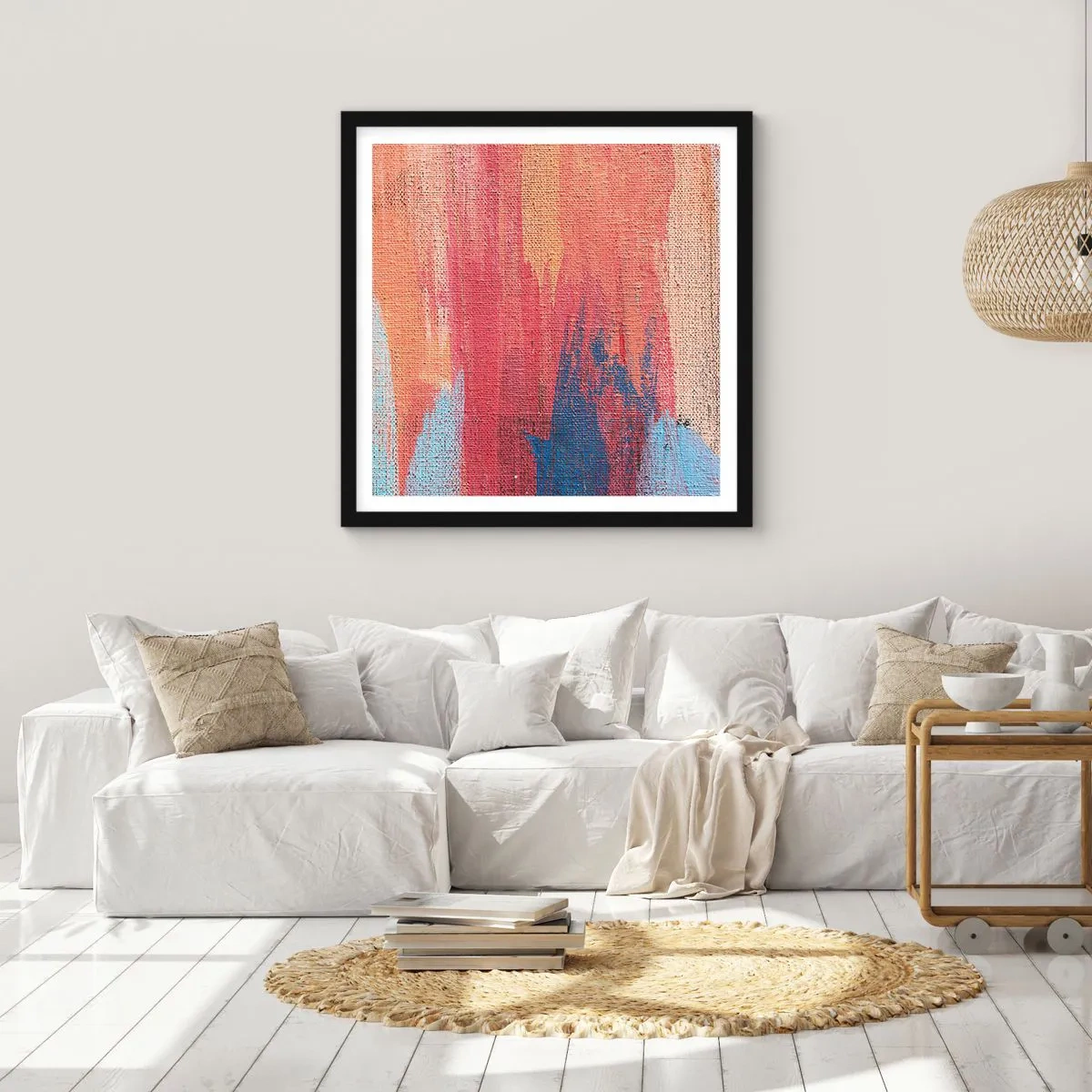 Affiche dans un cadre noir - Poster - Ecoulement de l'arc-en ciel - 60x60 cm