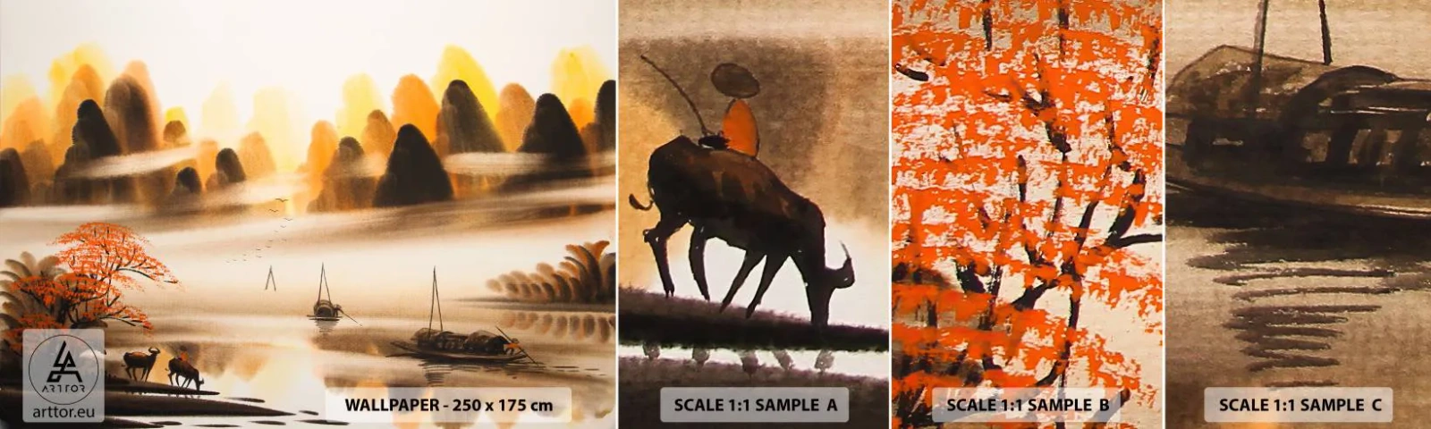 Échantillon de Papier Peint Autocollant Deluxe Sticker - Plus loin que l'Extrême-Orient - Chine, Paysage, Asie - 100x30 cm