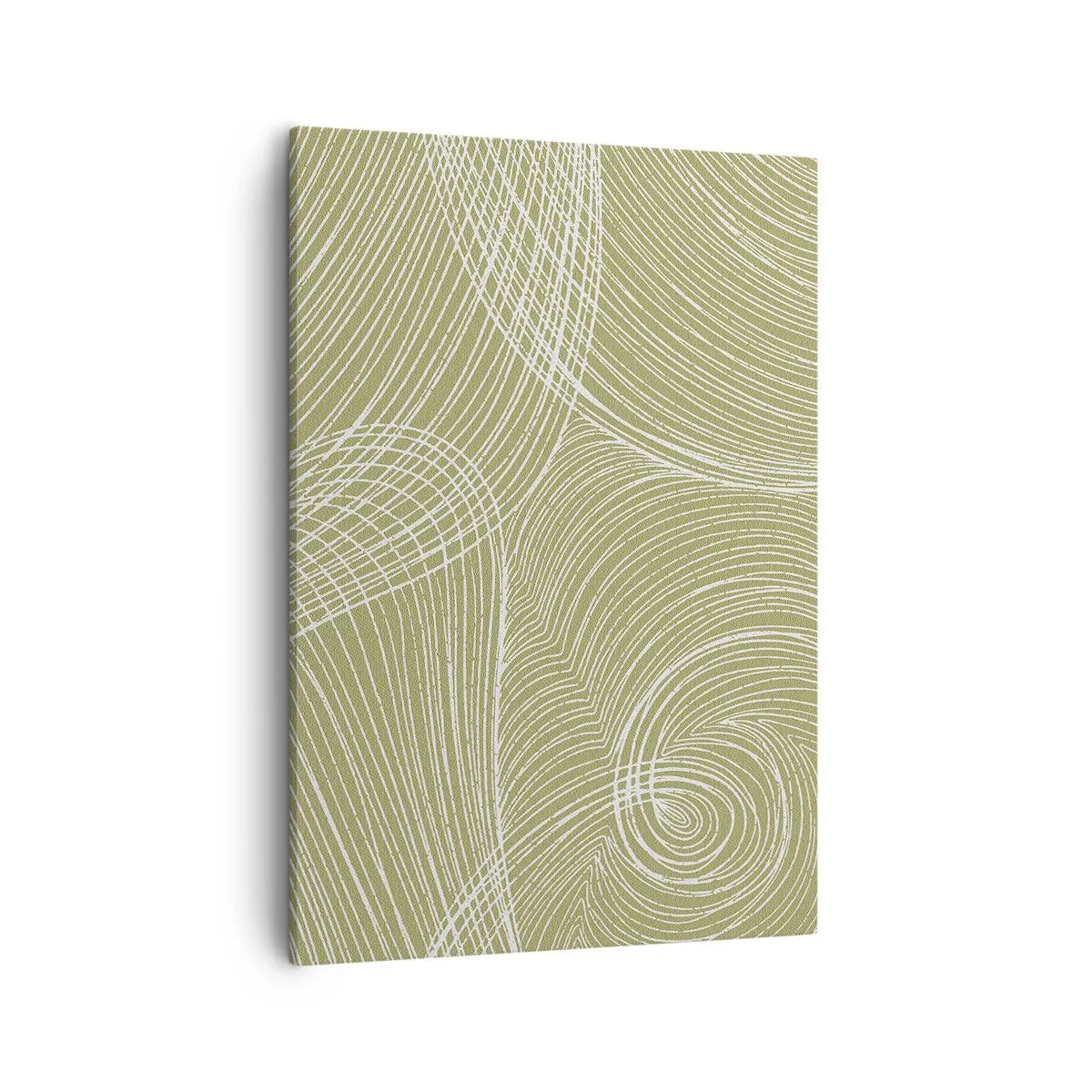 Impression sur toile - Image sur toile - Lignes vertes et blanches dans une composition abstraite - 50x70cm - Abstraction complexe de blanc - Décoration murale moderne pour le salon et la chambre ARTTOR