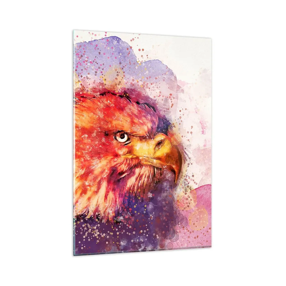 Impression sur verre - Image sur verre - Portrait d'un aigle aux couleurs aquarelles artistiques - 80x120cm - Tu ne veux pas savoir à quoi je pense - Décoration murale moderne pour le salon et la chambre ARTTOR