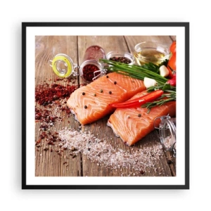 Affiche dans un cadre noir - Poster - Aventure norvégienne dans la cuisine - 60x60 cm