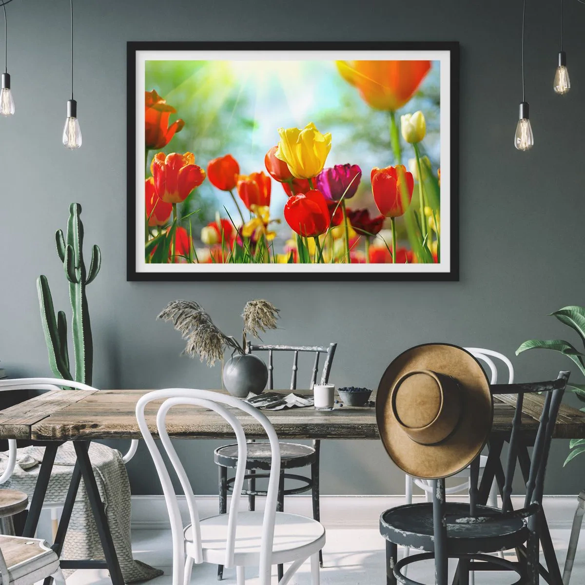 Affiche dans un cadre noir - Poster - Toutes les couleurs du soleil - 50x40 cm
