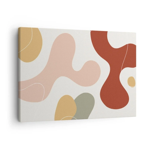 Impression sur toile - Image sur toile - Une composition abstraite aux tons pastel avec des formes dynamiques. - 70x50cm - Entrelac - Décoration murale moderne pour le salon et la chambre ARTTOR