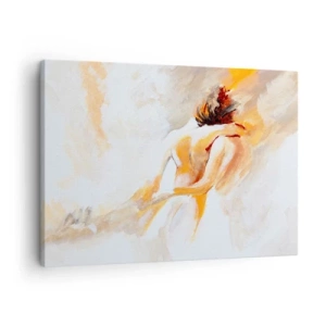 Impression sur toile - Image sur toile - Scène abstraite d'une étreinte romantique - 70x50cm - Proximité dans le ciel - Décoration murale moderne pour le salon et la chambre ARTTOR