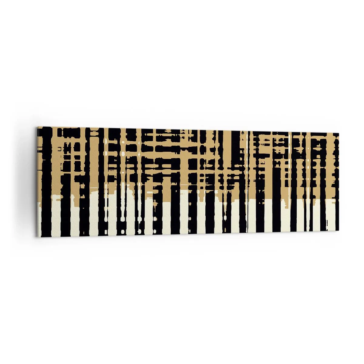 Impression sur toile - Image sur toile - Lignes abstraites en noir, beige et blanc - 160x50cm - Abstraction architecturale - Décoration murale moderne pour le salon et la chambre ARTTOR