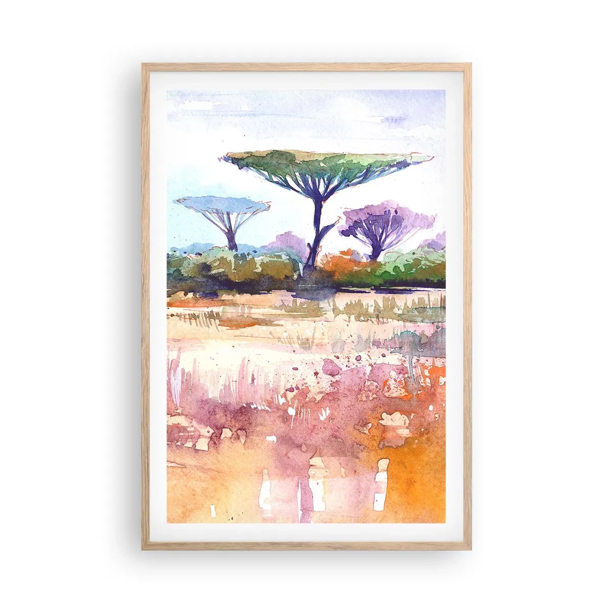Affiche dans un chêne clair - Poster - Couleurs de savane - 61x91 cm