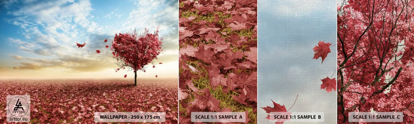 Échantillon de Papier Peint Premium Canvas - Vous allez aussi aimer l'automne - Paysage, Graphique, Arbre - 100x30 cm