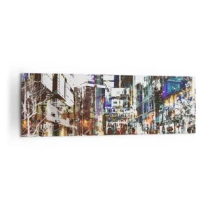 Impression sur toile - Image sur toile - Un paysage urbain moderne dans un style artistique - 160x50cm - Une ville chatoyante - Décoration murale moderne pour le salon et la chambre ARTTOR