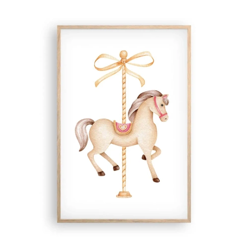 Affiche dans un chêne clair - Poster - Un trot gracieux - 61x91 cm