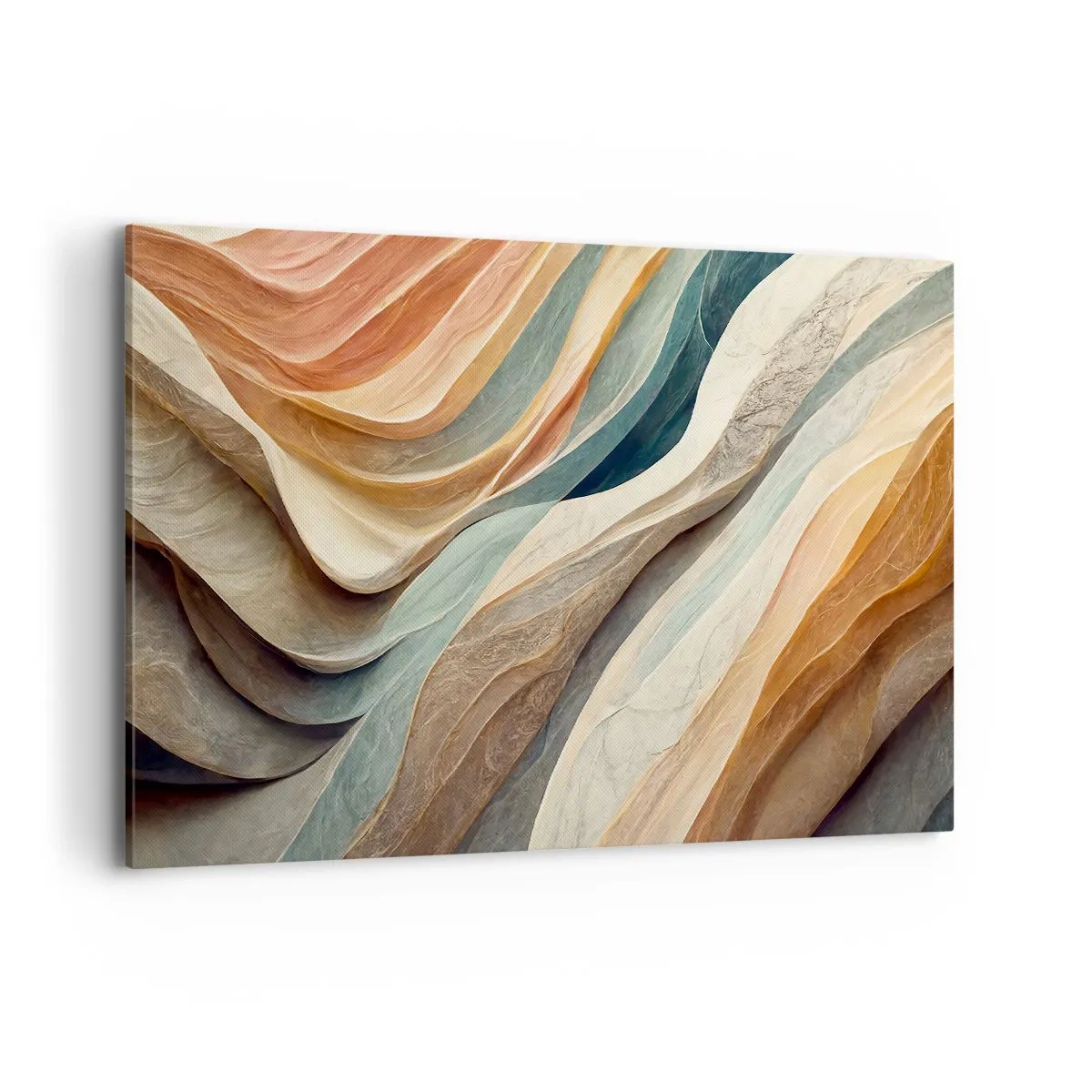 Impression sur toile - Image sur toile - Vagues abstraites aux tons pastel - 120x80cm - Le moment avant le changement - Décoration murale moderne pour le salon et la chambre ARTTOR