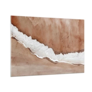 Impression sur verre - Image sur verre - Structure artistique dans des tons terre et blanc - 100x70cm - Dans des couleurs de la terre - Décoration murale moderne pour le salon et la chambre ARTTOR