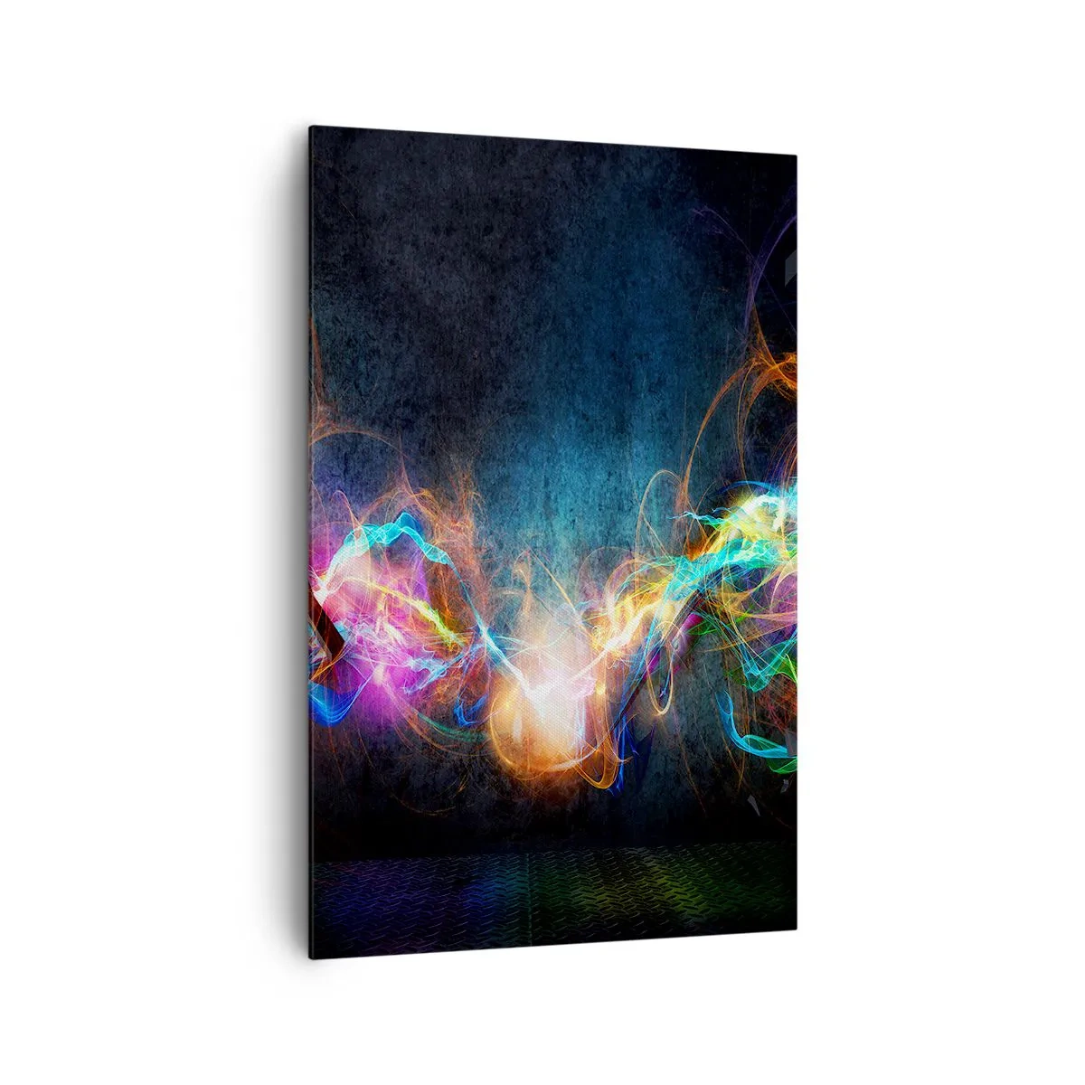 Impression sur toile - Image sur toile - Des éclairs de lumière colorés dans une composition abstraite - 80x120cm - Joyeusement contre l'obscurité - Décoration murale moderne pour le salon et la chambre ARTTOR