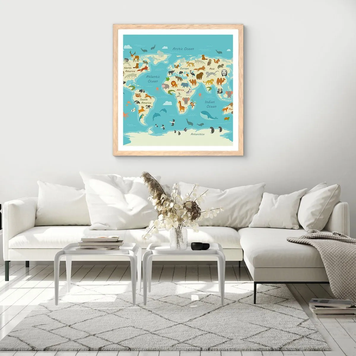 Affiche dans un chêne clair - Poster - De bons voisins - 50x50 cm