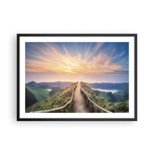 Affiche dans un cadre noir - Poster - Un sentier pittoresque sur une colline avec vue sur le coucher de soleil - 70x50cm - Proche du ciel - Décoration murale moderne pour le salon et la chambre ARTTOR
